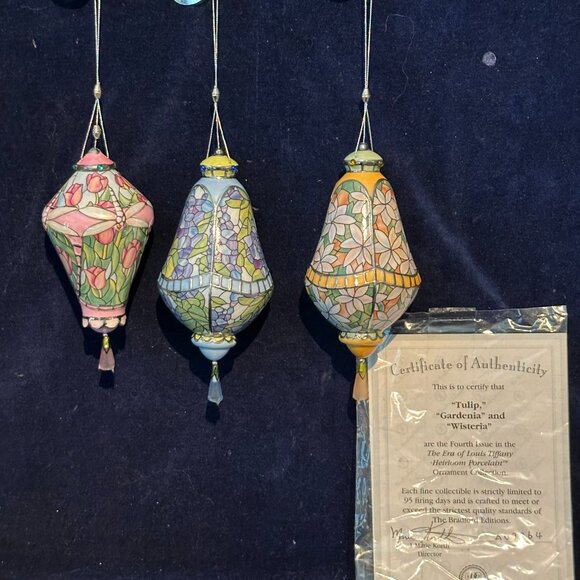 Bradford Exchange Era Of Louis Tiffany Heirloom Porcelain Ornament Collection - Picture 9 of 10